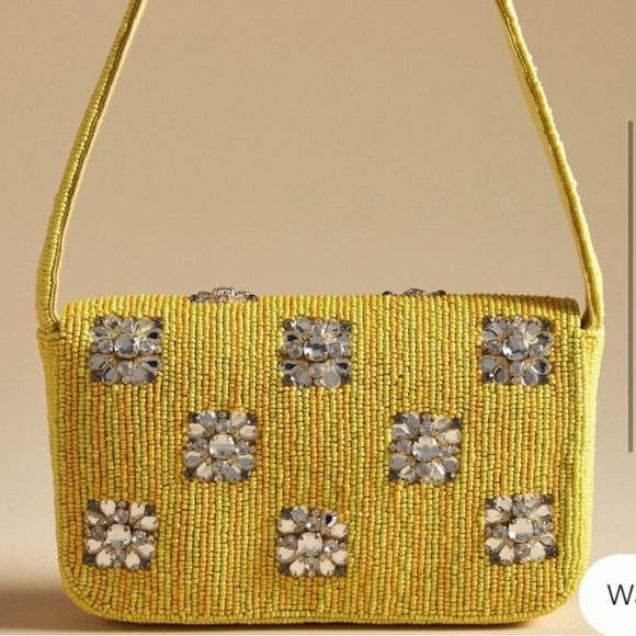 New with Tags: Anthropologie Fiona Beaded handbag in Sunshine Yellow ☀️ - Picture 2 of 3
